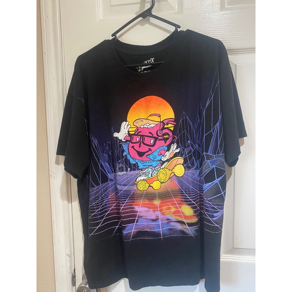 #354 Black Mens Kool-Aid Retro Skateboard Synthwave Graphic T-Shirt XL